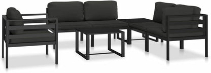 Tidyard Pallet Corner Sofa Aluminium Anthracite with Cushion 70 x 70 x 64.5 cm Garden Bench Aluminium Sofa Pallets Modular Garden Bench Aluminium Garden Bench - QUORE