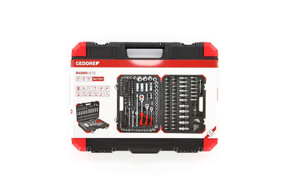 GEDORE R45603172 Dopsleutelset 172-delig, 1/4+3/8+1/2, Zwart, Rood