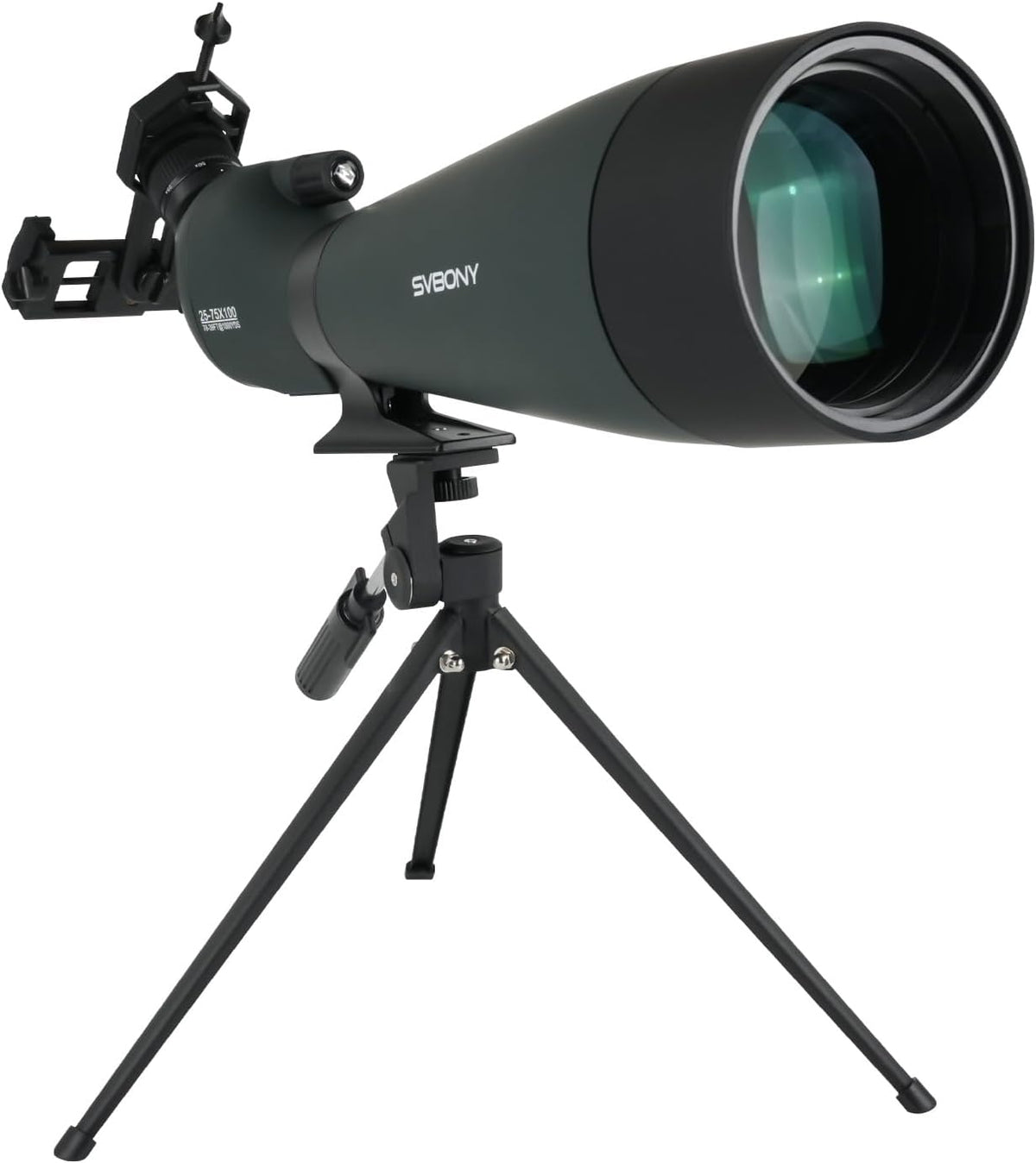 Svbony SV28 Spotting Scope 25-75x100, BAK4 Prism MC Optiek Monoculair met Statief Telefoon Adapter 45 Gebogen Oculair Spotting Scope voor het observeren van vogels