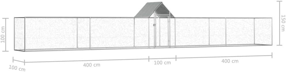 Tidyard Chicken coop 9 x 1 x 1.5 m made of galvanised steel, suitable for chickens, geese, etc. - QUORE