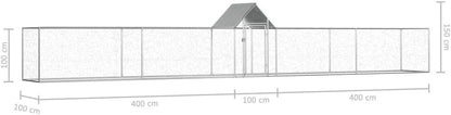 Tidyard Chicken coop 9 x 1 x 1.5 m made of galvanised steel, suitable for chickens, geese, etc. - QUORE