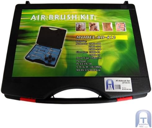 Agora-Tec® Airbrush pistolen set AT-AS-01-15-delig Airbrush-pistolenset met 6 pistolen in 4 verschillende sproeimaten.