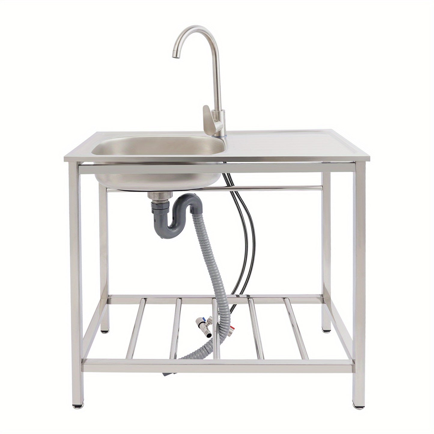 Keukenspoelbak – Spoelbak – Gootsteen – Wasbak – Enkele Spoelbak – Roestvrij Staal – Vrijstaand Met Werkbank – 76x43x78 cm – Gepolijst – No-Rim Design
