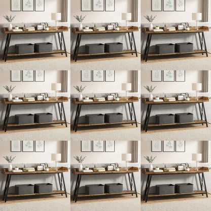 Sidetable – Consoletafel – Wandtafel – Haltafel – Bijzettafel – Extra Lang 178 cm – Industrieel Rustiek Bruin – Stevig MDF – Inclusief Krukken