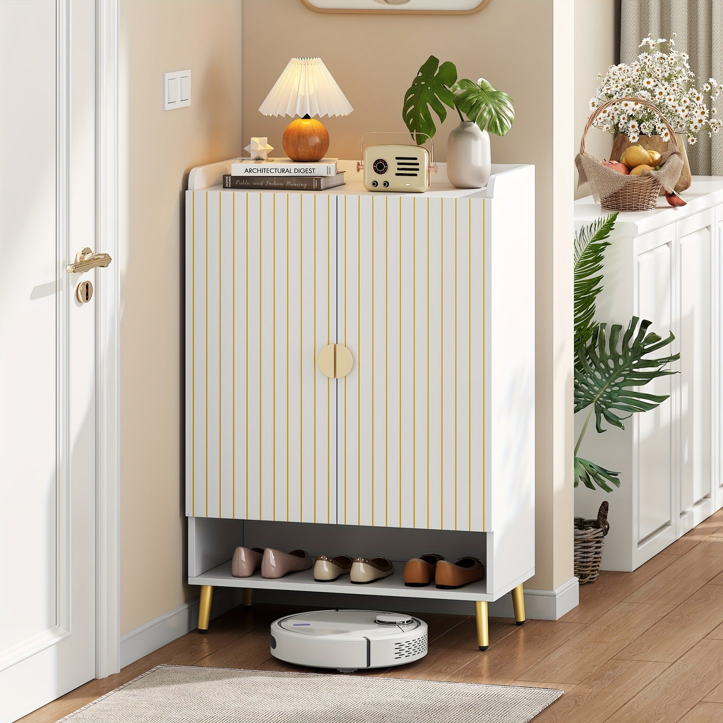 Schoenenkast – Schoenopberger – Schoenrek – Schoenkommode – Halmeubel – MDF – Drie Lagen – Open Lade – Draagvermogen 20KG – Wit