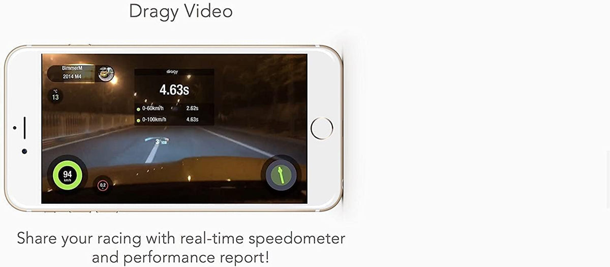 Nieuwe dragy GPS-gebaseerde prestatiemeter, tot 25 Hz Laptimer, motorvideo-overlay, verbeterde UBLOX 10e generatie hoogwaardige GPS-module, USB Type-C oplaadpoort (DRG70-C)