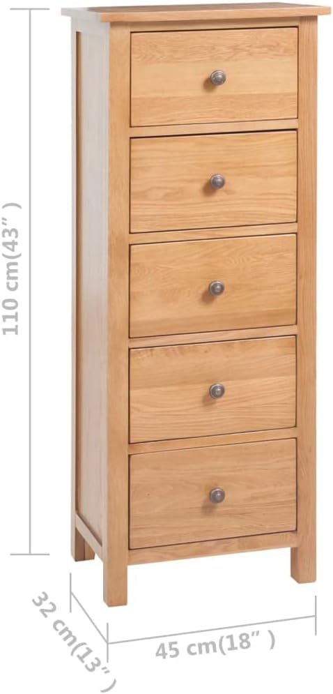 vidaXL Chest of drawers high 45x32x110 cm solid oak