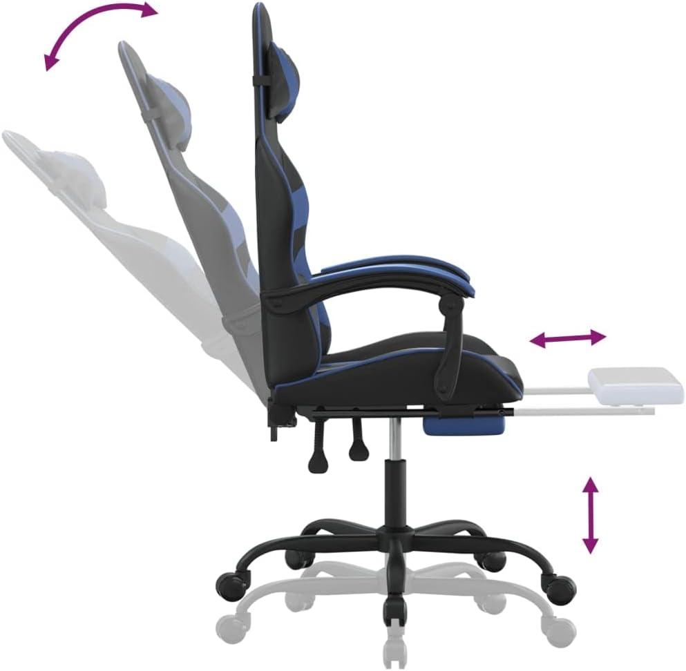 Gamingstoel – Bureaustoel – Gamestoel – Zitzak – Office Chair – Verstelbare Voetensteun – Hoogwaardig Kunstleer – 360° Draaibaar
