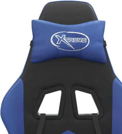 Gamingstoel – Bureaustoel – Game Chair – Gamerstoel – Zwart-Blauw – Verstelbare Rugleuning – Kunstleer Met Schuimvulling