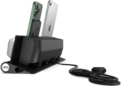 Laadstation voor iPhone tablet en AirPods, udoq 400, aluminium, zwart, MagSafe en PD-oplader