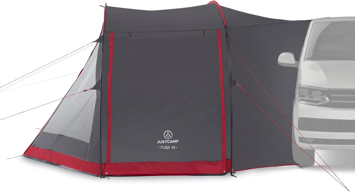 Justcamp Yuba bus tent met stahoogte, tunneltent bus, luifel geschikt voor bus, bestelbus, camper; familietent 4, 5 personen