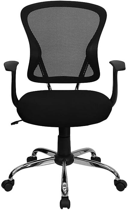Flash Furniture Bureaustoel, middelhoog, zwart, net, 25,25" B x 27" D x 42,25" H