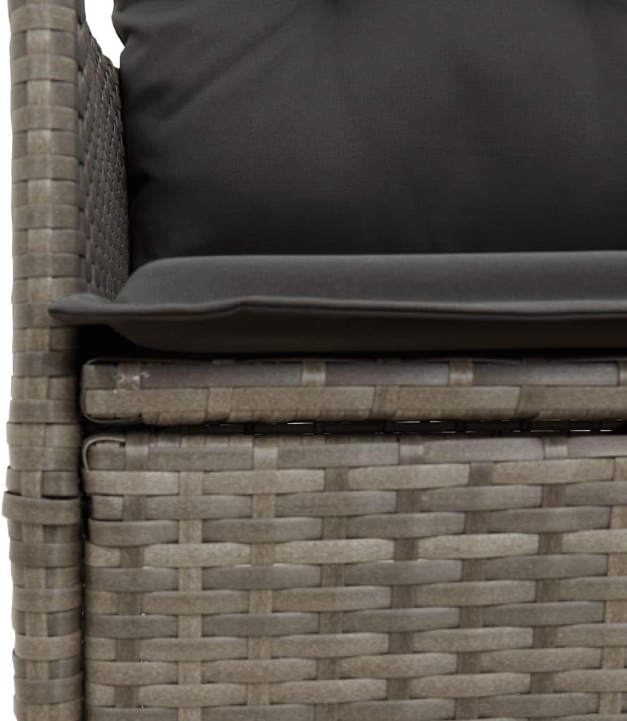 Tuinstoel – Loungestoel Tuin – Loungestoel Outdoor – Terrasstoel – Tuinstoel – Verstelbaar – Poly Rattan Grijs – Inclusief Dikke Kussens
