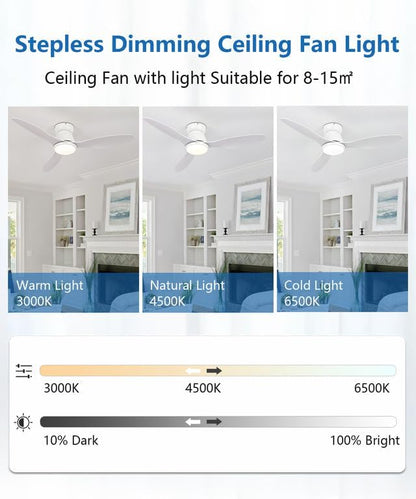 LJX Plafondventilator met intelligent licht, compatibel met Alexa, kroonluchter, ventilator, 106 cm, wit, ultrastil, DC, 6 snelheden, omkeerbaar, voor slaapkamer, woonkamer