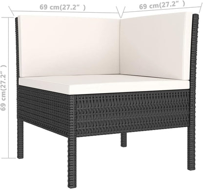 vidaXL Lounge Set 3-Piece with Cushions Garden Set Furniture Set Garden Garden Furniture Set Chair Table Lounge Furniture Outdoor Set Balcony Set Poly Rattan Black - QUORE