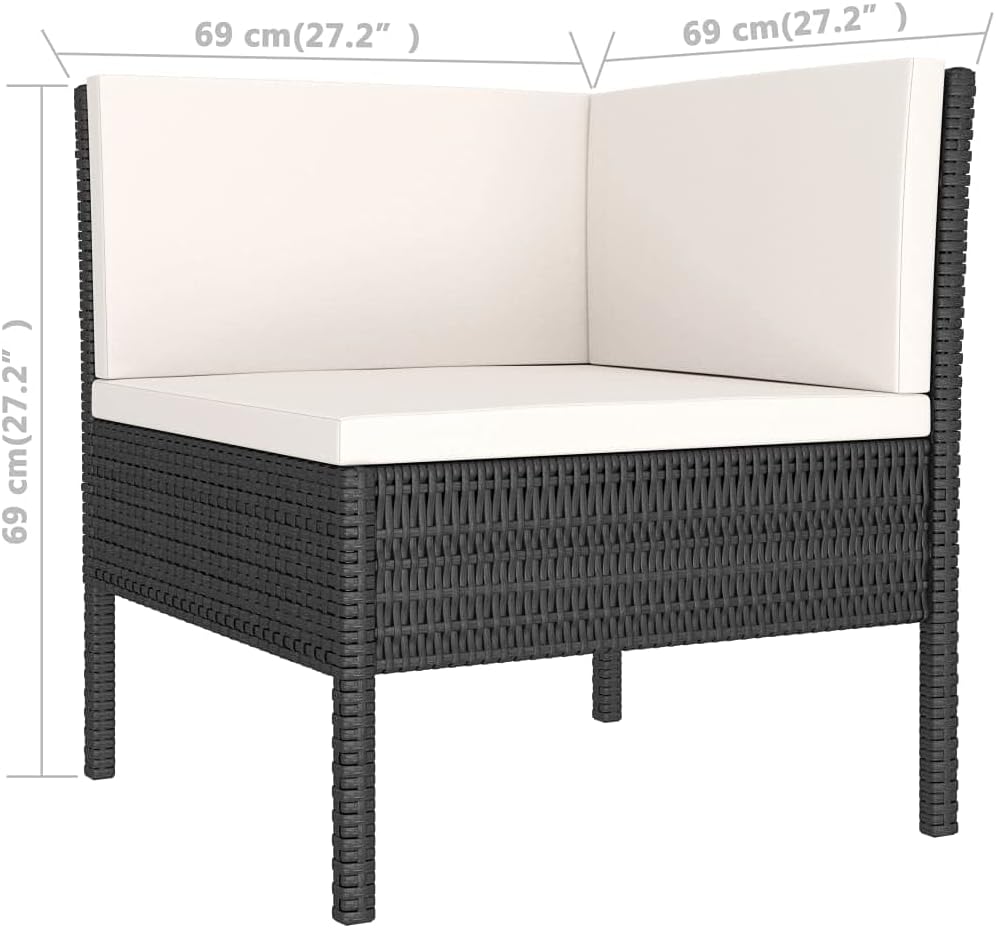 vidaXL Lounge Set 3-Piece with Cushions Garden Set Furniture Set Garden Garden Furniture Set Chair Table Lounge Furniture Outdoor Set Balcony Set Poly Rattan Black - QUORE