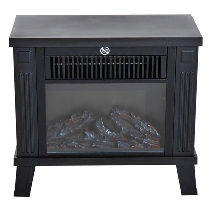 Elektrische Haard – Sfeerhaard – Open Haard – Kachel – Elektrische Kachel – Realistisch Vlameffect – 600W/1200W Verwarming – Compact Zwart Metaal Met Glazen Deur – Veilig En Energiezuinig – 34x17x31 cm