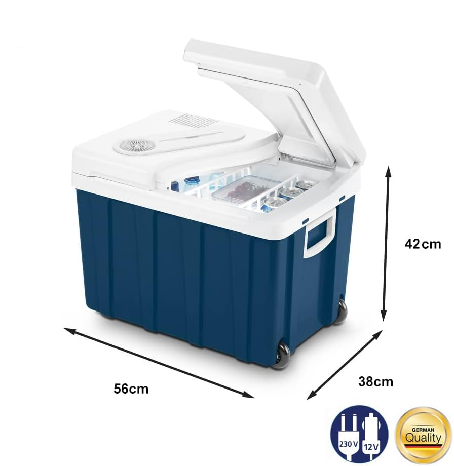 Mobicool MQ40W AC/DC draagbare elektrische koelbox met wielen, 39 liter, 12 V en 230 V voor auto, vrachtwagen, boot, camper en stopcontact
