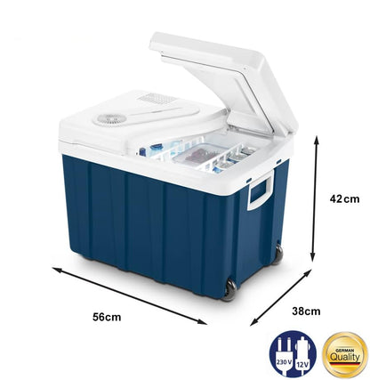 Mobicool MQ40W AC/DC draagbare elektrische koelbox met wielen, 39 liter, 12 V en 230 V voor auto, vrachtwagen, boot, camper en stopcontact