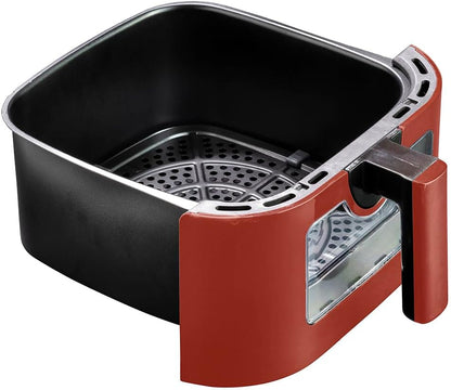 Luchtfriteuse 7 Liter Appelrood – Airfryer – Heteluchtfriteuse – Friteuse – Frituurpan – 9 Vooraf Ingestelde Programma’s – Instelbare Temperatuur 50 Tot 200 °C