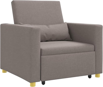 Uitschuifbare slaapbank, eenpersoons, taupe, 90 x 165 x 87 cm, stof, Scandinavische stijl, stoel voor woonkamer, slaapkamer, werkkamer, logeerkamer - QUORE