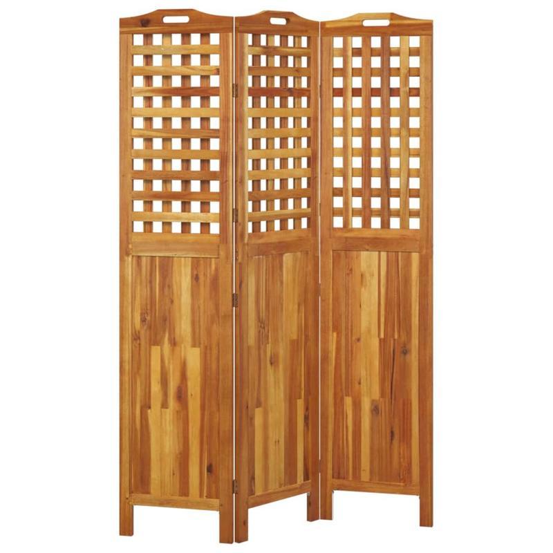 Partition Wall with 3 Panels Measuring 121.5X2X180 Cm Made of Acacia Wood.