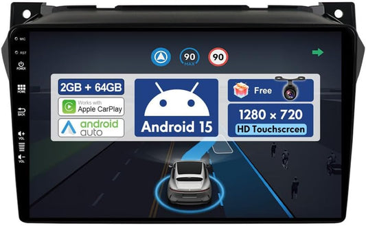 Android 15 IPS Autoradio Voor Suzuki Alto Nissan Pixo 2009-2016 - Ingebouwde Draadloze Carplay + Android Auto - GPS Navi - achteruitrijcamera - 9 Inch 2 Din - Stuurwiel DAB Fast-boot Bluetooth