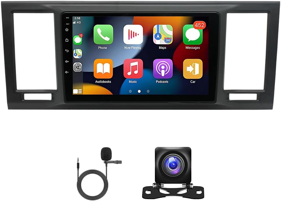 Android 14 autoradio voor T6 Transporter Multivan 2016-2022, 2 DIN radio met CarPlay Android Auto, 9-inch IPS touchscreen met Bluetooth navigatie WiFi FM/RDS achteruitrijcamera, 2+32G