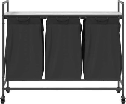Gecheer Laundry basket 3 compartments with wheels, grey Sonoma, laundry basket, laundry basket, laundry basket for baby clothes, bedding, shoes 859093 - QUORE