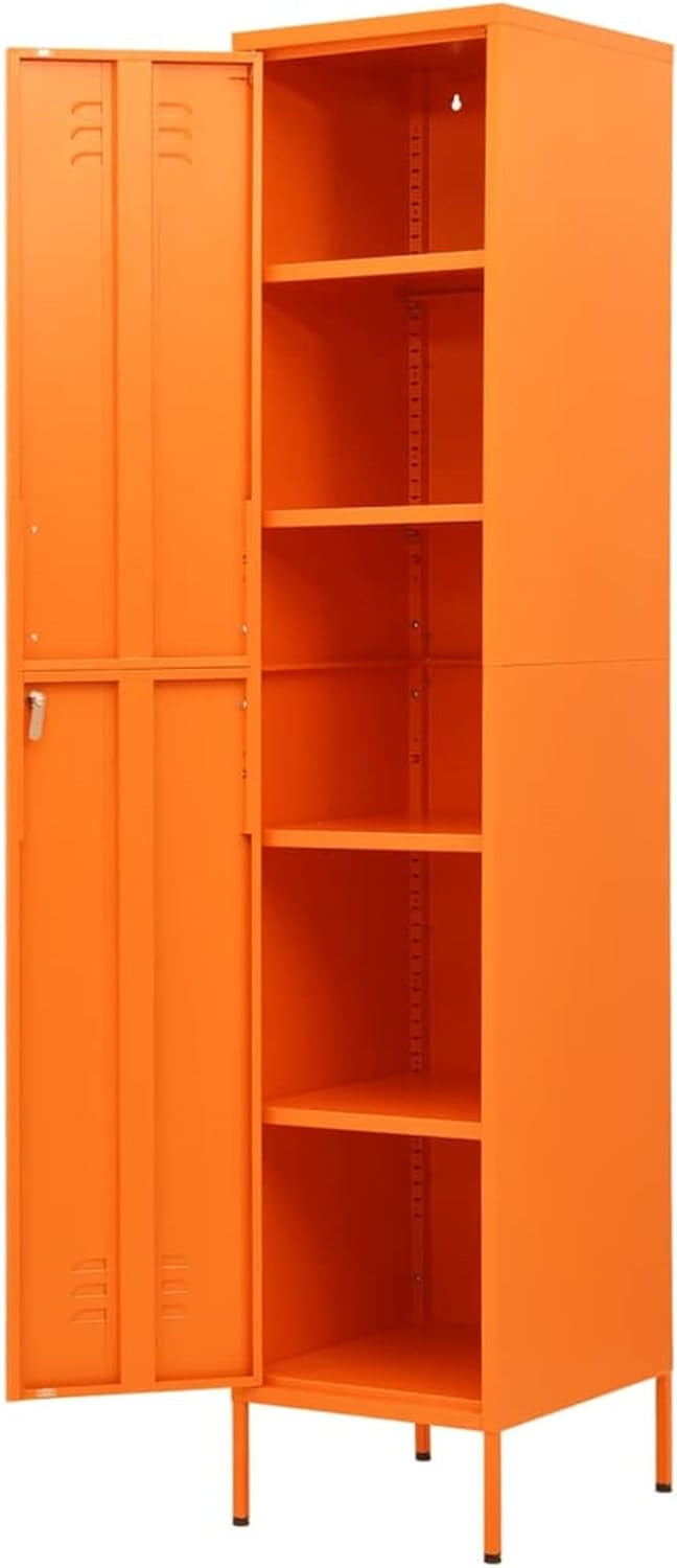 Gecheer Closet, Changing Cabinet, Metal Cabinet, Metal Cabinet, File Cabinet, Storage Cabinet, Cabinet with 4 Shelves, Steel, Orange, 35 x 46 x 180 cm - QUORE