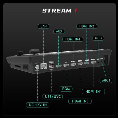 HDMI videomixer – Video switcher – Streaming mixer – Livestream mixer – Cameramixer – Met PTZ camera bediening en tot 4 HDMI-ingangen