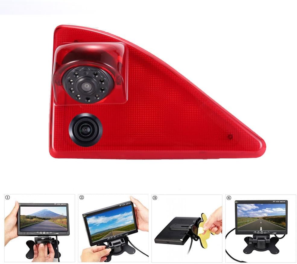 HD Auto Transporter Parking Remlicht Omkeren Achteruitrijcamera Backup Dual-Lens Camera met Hoek Verstelbare Vervanging voor Opel/Vauxhall Movano/Renault Master/Nissan NV400 (Camera +7 ''Monitor)