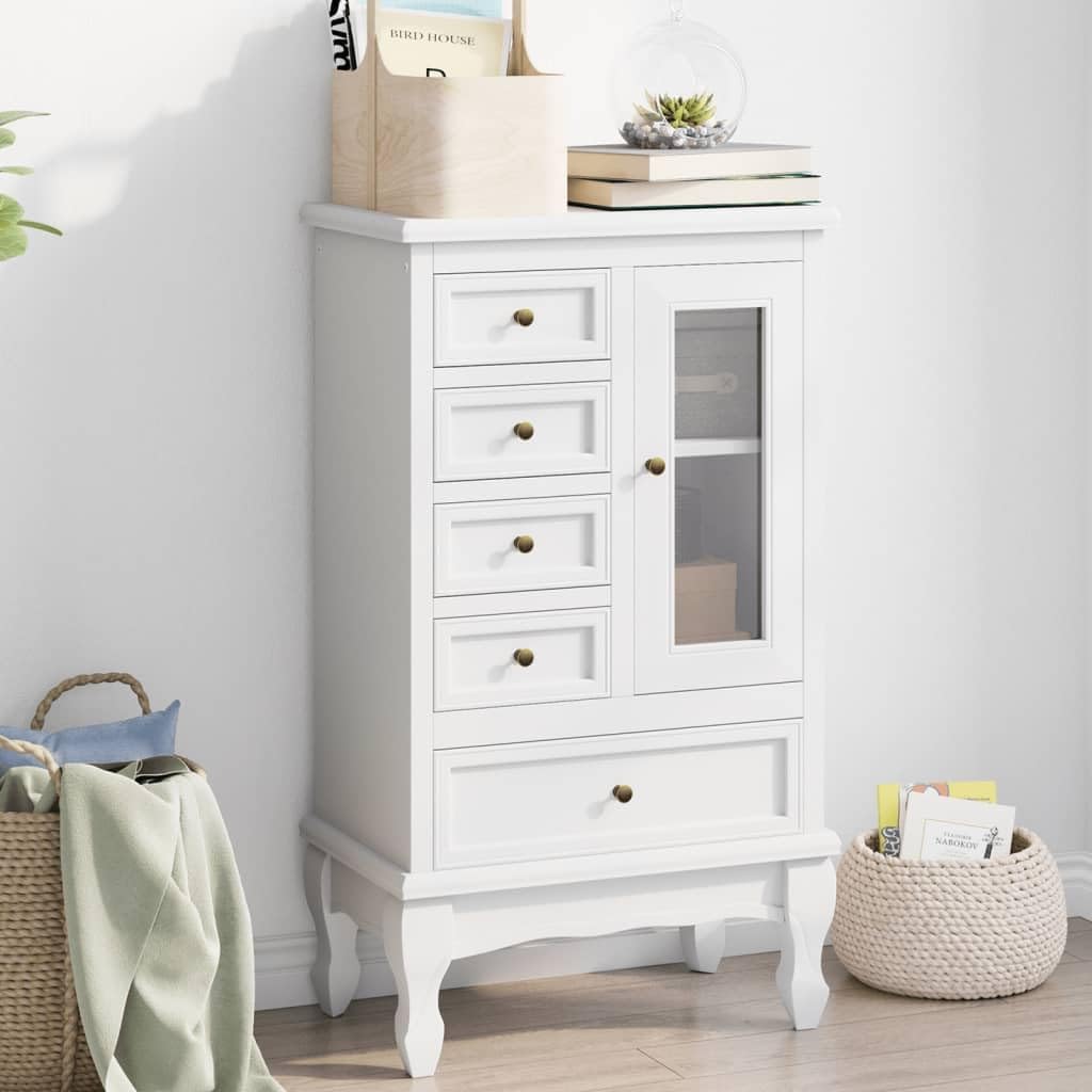 5 Drawer and 2 Shelves Chest of Drawers (White) Dresser Drawers Cabinet Chest of Drawers