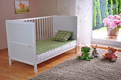 Babyledikant – Babebedje – Kinderbed – Babybed – Ledikant – Verstelbaar In Hoogte – Ombouwbaar Tot Juniorbed – Met Aloe Vera Foam Matras – Met Tandrails – Wit
