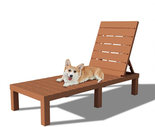 RAPTAVIS Outdoor Lounge Stoel, Pool Chaise Lounge Waterdichte Ligstoelen, Caramel