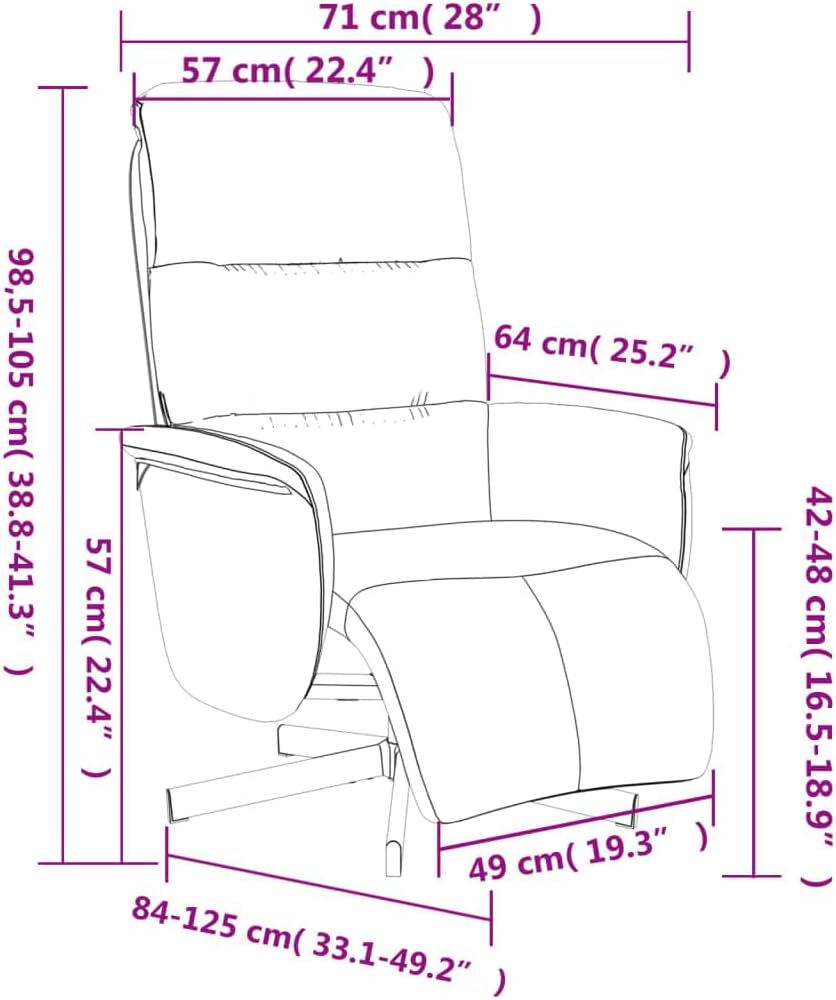 Verstelbare Fauteuil – Relaxstoel – Ligstoel – Lounge Chair – Draaifauteuil – Donkergrijs – Met Voetensteun – 360° Draaibaar – Stoffering 100% Polyester