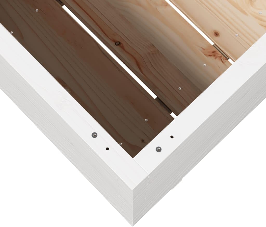 White Flower Box 90 x 40 x 72 cm Solid Pine Wood Flower Box on Legs Trellis Planter Patio - QUORE