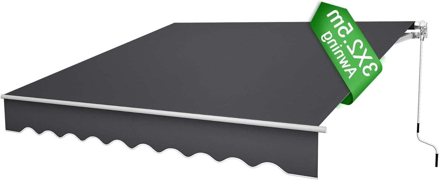 Aluminium Balkonluifel – Zonwering – Cassette Luifel – Knikarm Luifel – Zonneluifel – 3x2,5 Meter – Waterdicht Polyester Doek – Stevig Aluminium Frame
