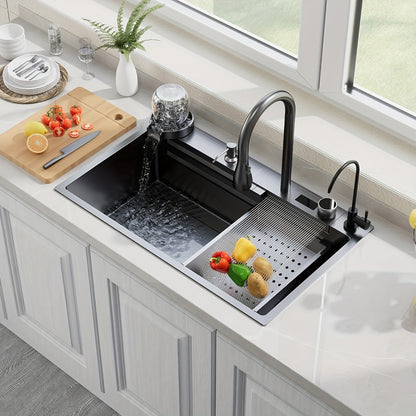 Keukenspoelbak – RVS Spoelbak – Wasbak – Spoelbak Met Kraan – Multifunctionele Spoelbak – 80x45 cm – Digitaal Display – Inclusief Snijplank