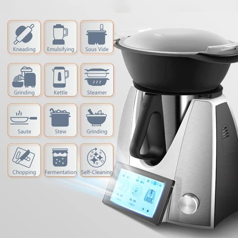 KE-7001 met ingebouwde begeleide recepten, multifunctionele keukenmachine, mixer, 4L, 1800W, slimme kookplaat, 12 automatische programma's