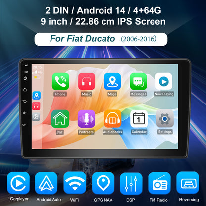 Multimedia Car Stereo – Autoradio – Android Auto – 2-DIN Speler – Multimedia Speler – 9 Inch IPS Touchscreen – Android 14 Met Microfoon & Camera