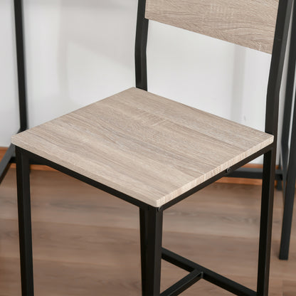 Barset – Bartafel – Bistrotafel – Eettafelset – Barkrukken – Natuurlijk Hout Met Zwart Metaal – Compact 89x45x87 cm