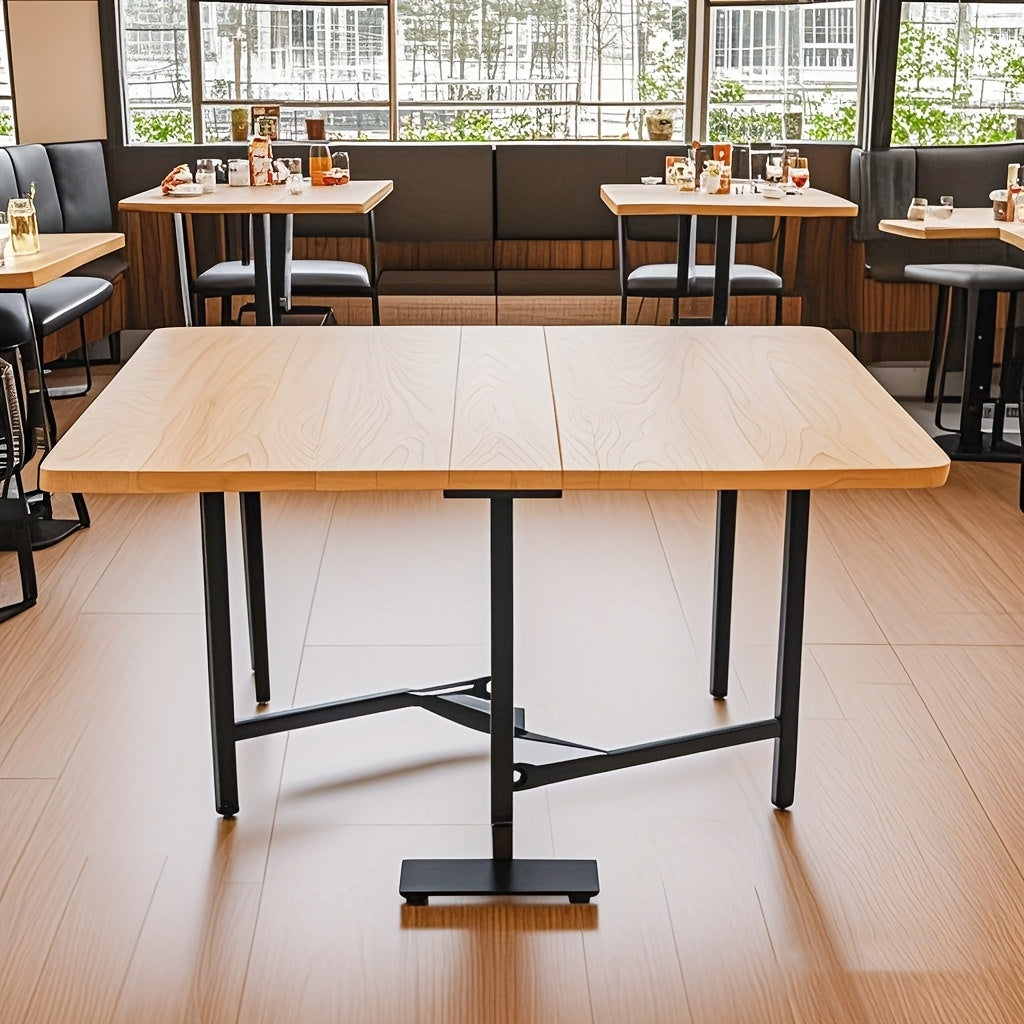 Uitklaptafel – Klaptafel – Vouwtafel – Eettafel – Inklapbare Tafel – Natuurlijke Houtkleur – Uittrekbaar 120x80 cm – Stevig Metalen Onderstel