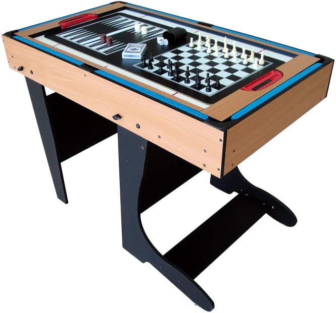 Riley 12-in-1 4ft multi-purpose table, including table football and billiards, with whiteboard and real electric air hockey table, complete with all accessories for all games - QUORE