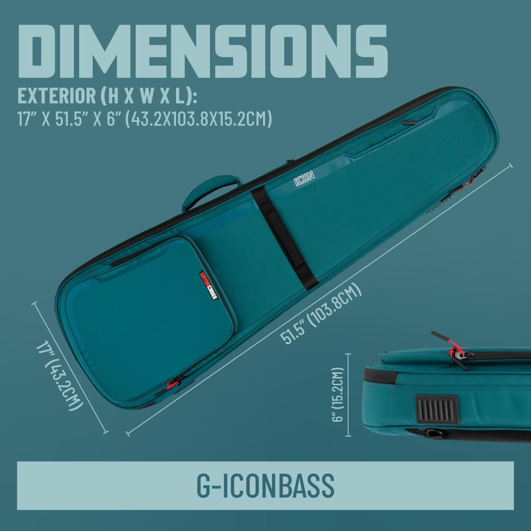 Gator Cases ICON serie Premium weerbestendige gigbag voor basgitaren met TSA bagageslot-vriendelijke ritstrekkers (G-ICONBASS)