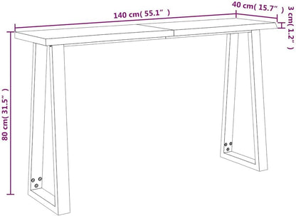 vidaXL Wall table with natural edge 140x40x80 cm solid acacia wood