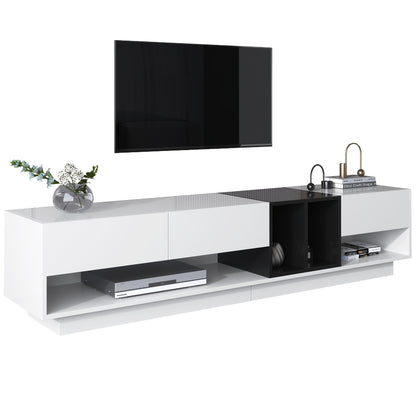 tv meubel – tv kast – tv onderkast – media meubel – televisiekast – Hoogglans Zwart-Wit – Veel Opbergruimte