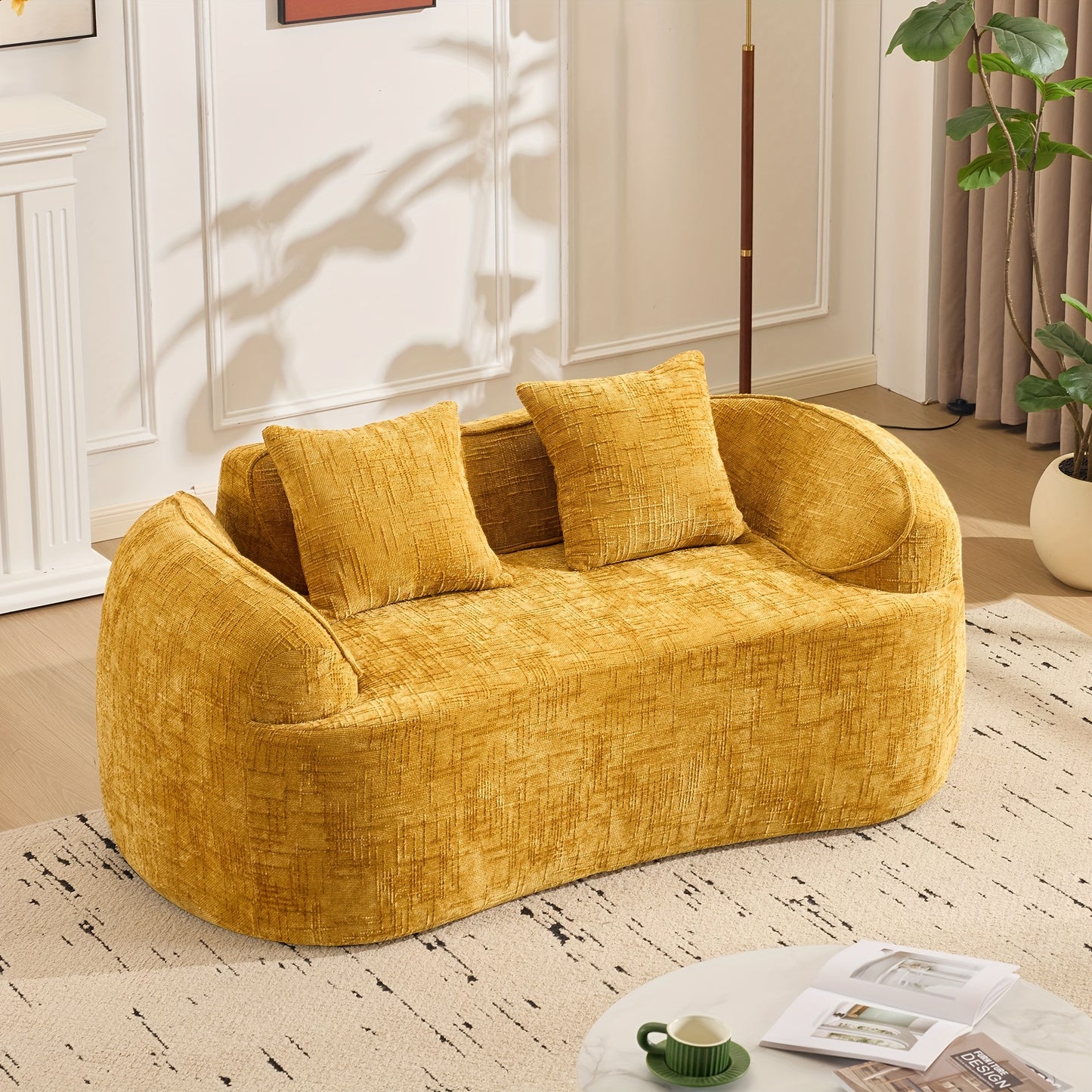 Tweezitsbank – Bank – Sofa – Zitsbank – 2-zitsbank – Mosterdgeel – Compact Ruimtebesparend – Makkelijk Schoon Te Maken