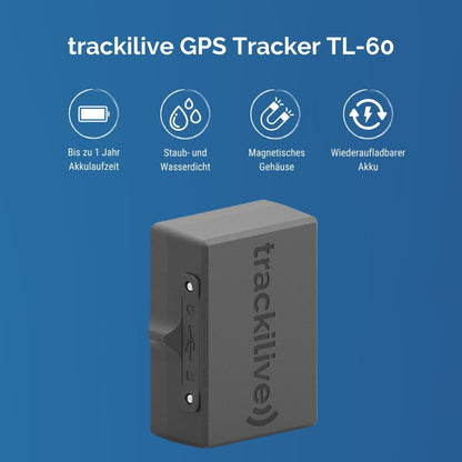 TL-60, 4G-tracker, langdurige live detectie, lange batterijduur, GPS-tracker voor auto, bouwmachines, quad, magnetische behuizing, waterdicht conform IP68