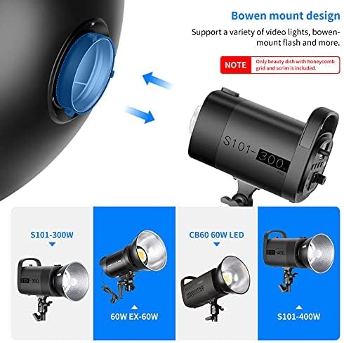 NEEWER 55 cm metalen schoonheidsschotel Bowens Mount Reflector met witte diffuser, honingraatrooster voor stroboscoopflits videolamp, compatibel met Godox AD600 NEEWER CB60 Q4 Vision 4 S101-serie,